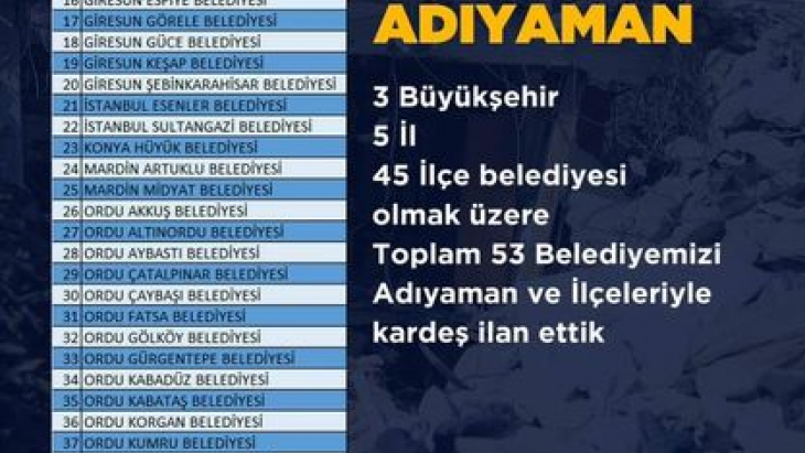 Adıyaman ile kardeş belediye ilan edildik